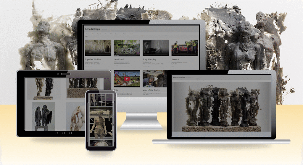 Website design and build for Anna Gillespie, Sculptor
